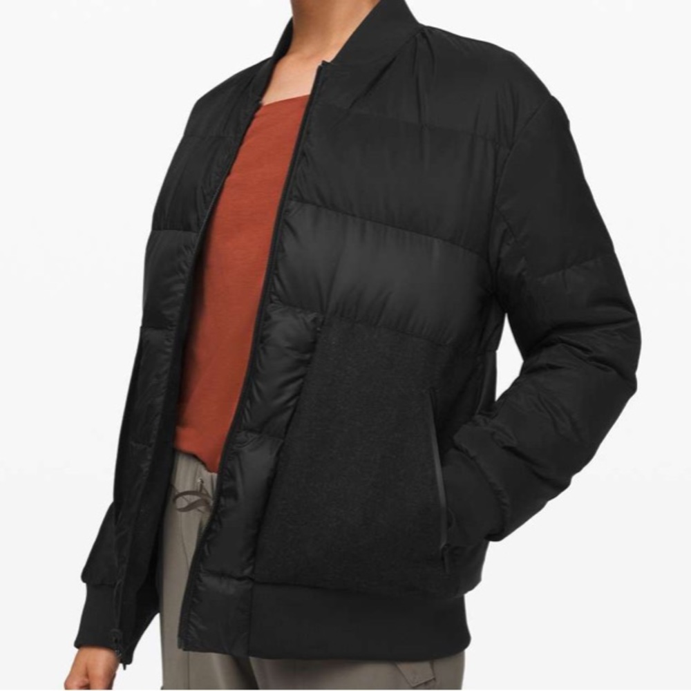 NWOT Lululemon Roam Far Wool Bomber Black / Heathered Black